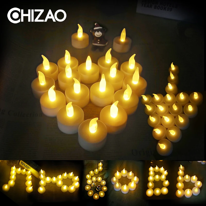 CHIZAO светодиодный светильник для чая, свечи, дом, светодиодный, velas, светодиодная батарея, беспламенные Свечи, лампа для церкви, домашний декор, освещение
