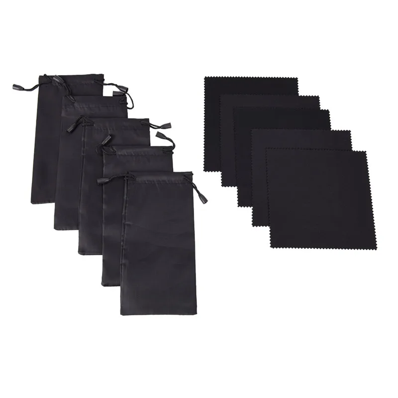 

1Pcs Black Eyeglasses Sunglasses Pouch Carry Bag With Protection Soft Microfiber Wipe Cloth