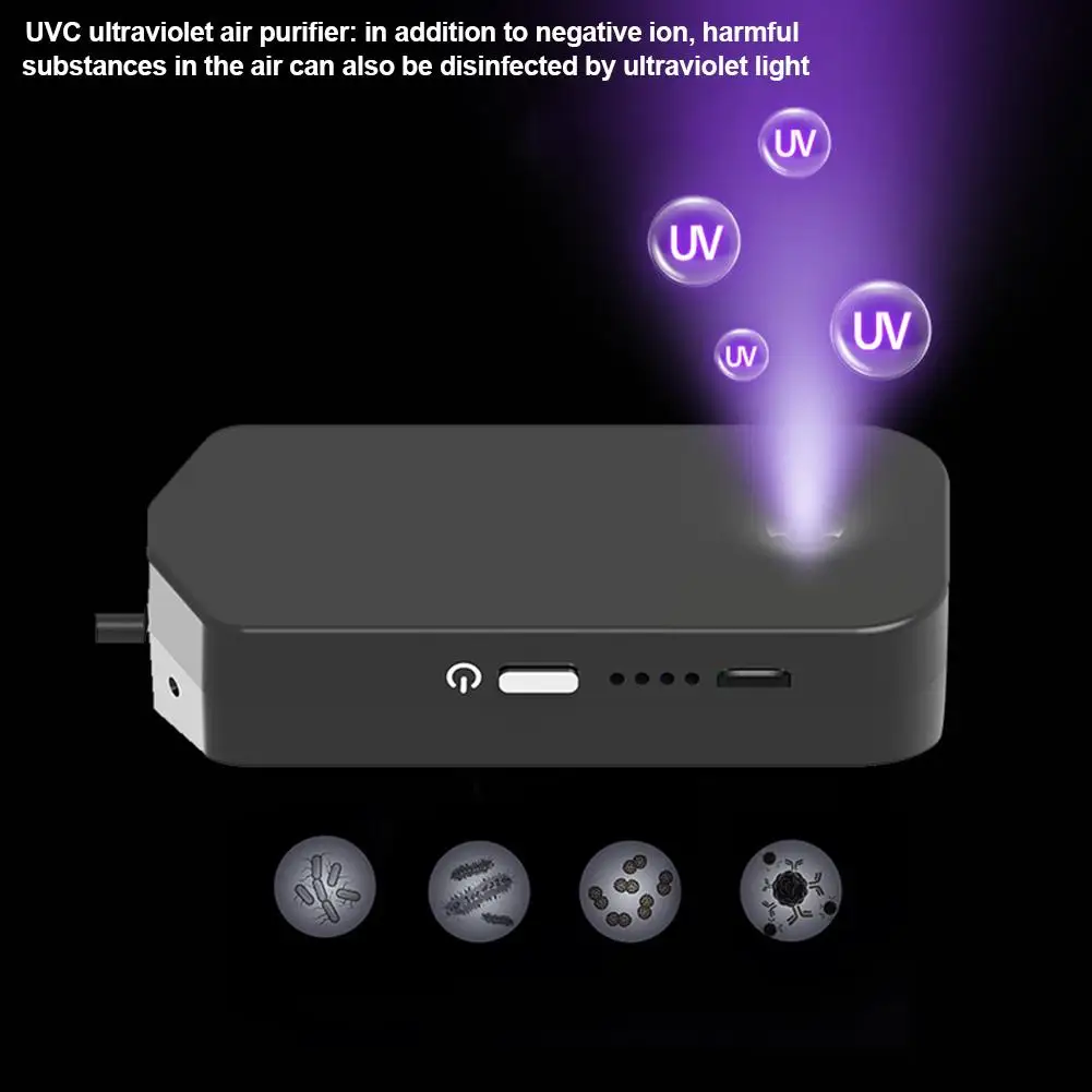 1200 Вт Портативный UVC очиститель воздуха USB аварийное освещение отрицательные