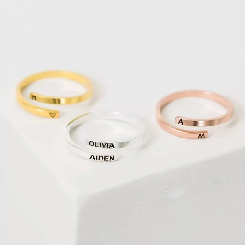 Заказное Оригинальное кольцо, персонализированное кольцо с буквами, Anillos Mujer, золотое, серебряное, регулируемое, изысканное имя, кольца для женщин, девушек, BFF ювелирные изделия