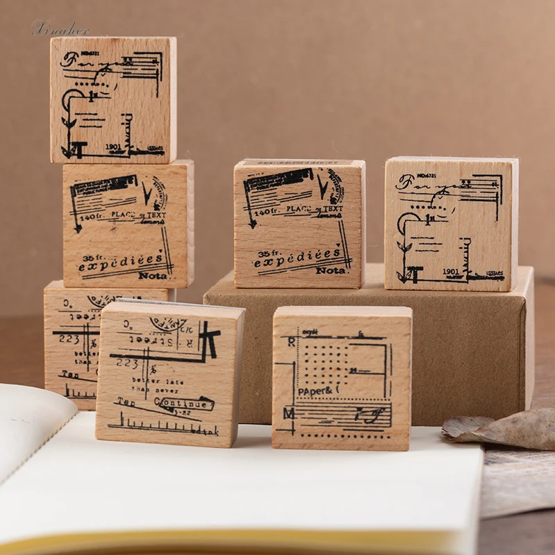 XINAHER 4 шт./лот винтажное украшение для памятей деревянные резиновые штампы