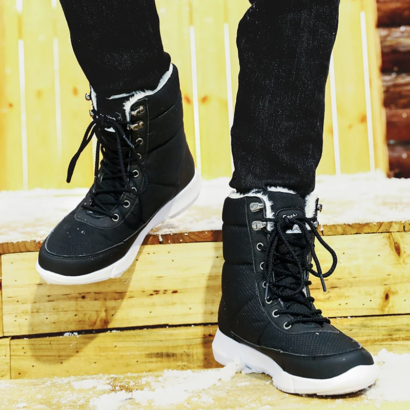 Dropshipping 2019 Winter Waterproof Snow Men Boots Shoes with Fur Plush Warm Male Casual Sneakers Unisex Man Mid-Calf | Обувь