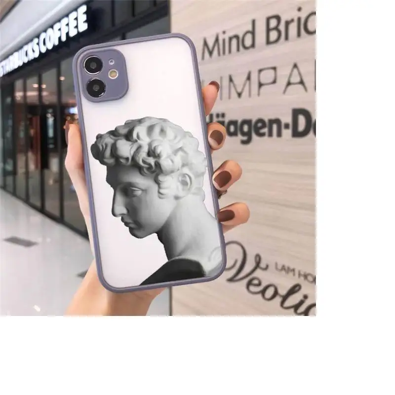 

Abstract Art Statue Phone Case matte transparent For gray iPhone 7 8 x xs xr 11 12 pro plus max mini Funda Clear