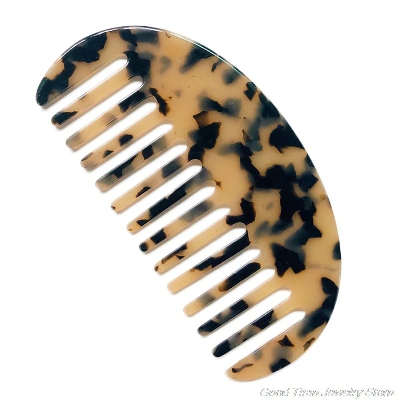 

French Wide Tooth Pocket Hair Comb Marble Leopard Pattern Acetate Anti-Static Detangling Hairbrush Hairdressing Tool A20 21