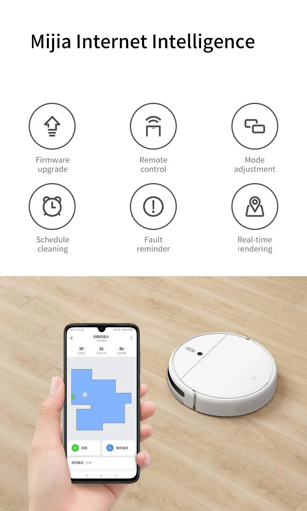 Mijia 1C 2 в 1 умный робот-пылесос СС визуальная динамическая навигация VSLAM бесщеточный двигатель 2500Pa 2400mAH с управлением через приложение