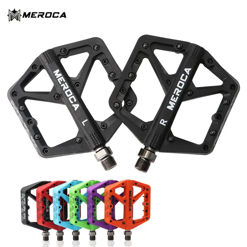 

MEROCA Mountain Bike Pedal Nylon Fiber Widened Non-slip Bicycle Peadls Bike Platform 9/16 Inch Pedal bicycle Accessories