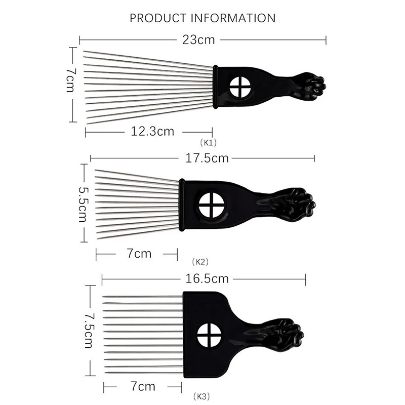 

1pcs Wide Teeth Black Metal Comb Brush Salon Hairdressing Hairstyle Styling Tool Hair Comb 3 Size