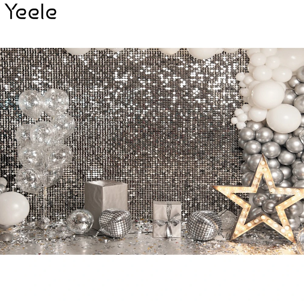 

Фон для фотосъемки на день рождения Yeele с серебряными блестками шарик для вечеринки в честь будущей матери ПОРТРЕТНАЯ ФОТОГРАФИЯ для студийных съемок