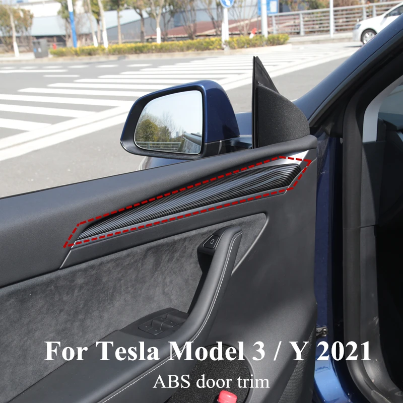

Отделка двери авто аксессуары для модификации интерьера Tesla модель 3 модель Y 2021 внутренняя отделка двери автомобиля из углеродного волокна