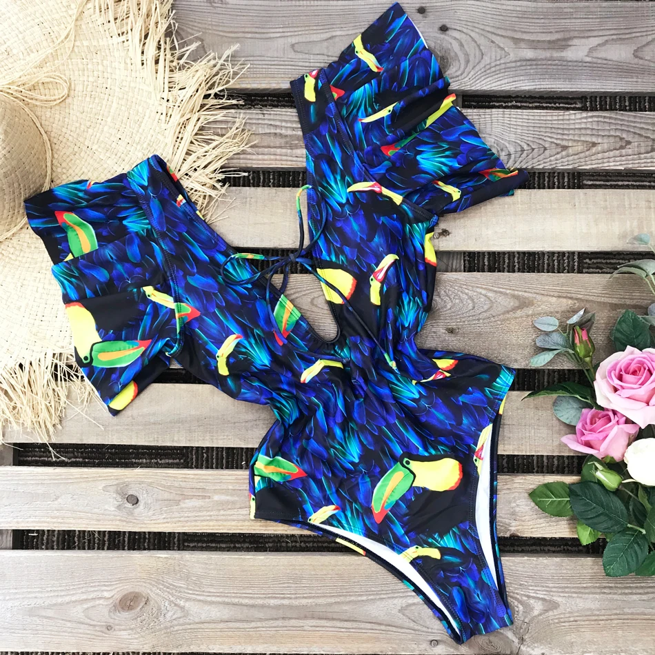 Сексуальный слитный купальник с оборками 2020 купальники Женский Монокини боди