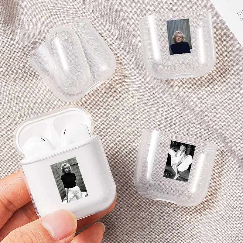 Мягкий ТПУ красивый богиня для Airpods 1/2 Чехлы Мэрилин Монро прозрачный Bluetooth