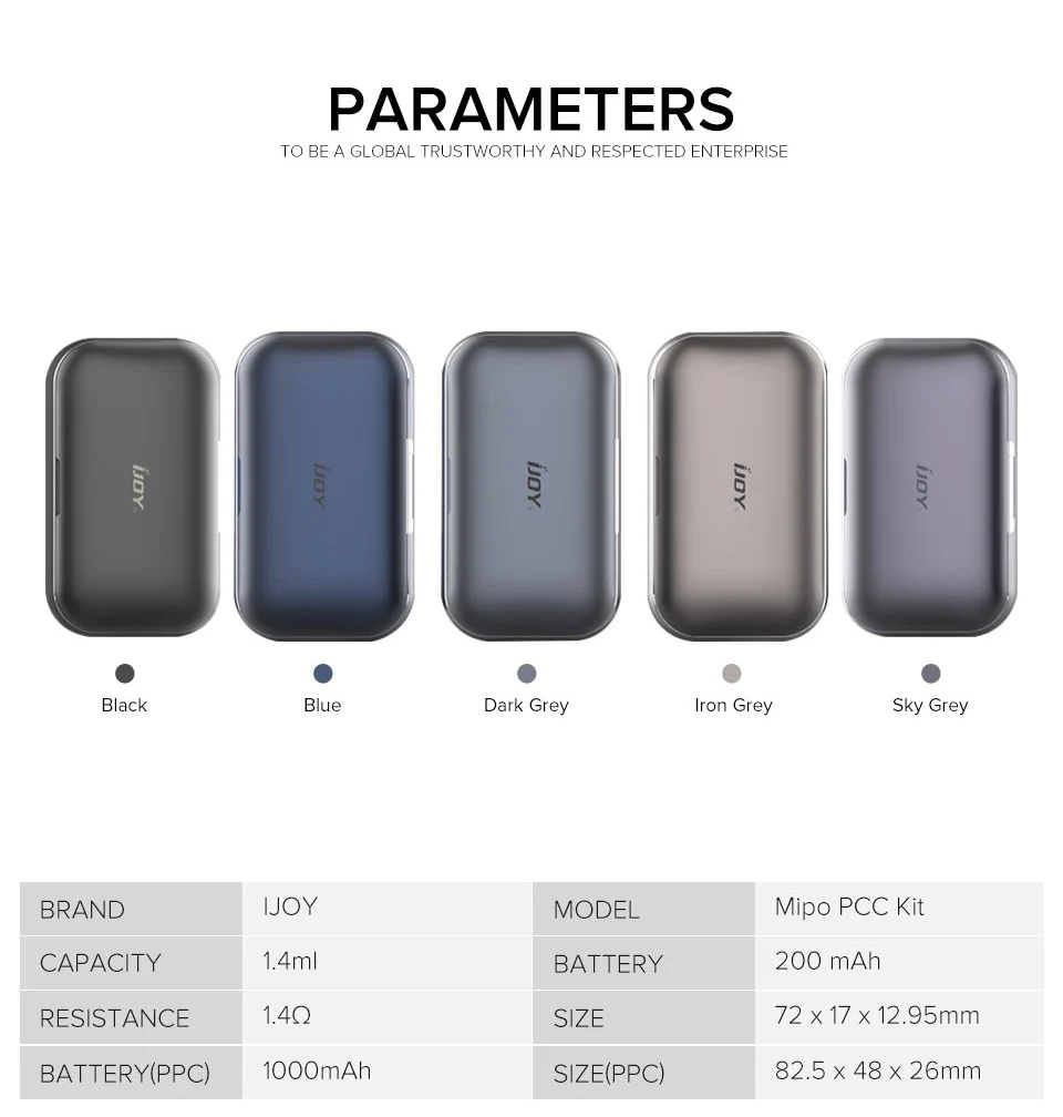Ijoy Mipo Vape Pod Kit 200mAh battery 1.4ml cartridge with 1000mAh Wireless Charging Bank Vaporizer Pen Starter | Электроника