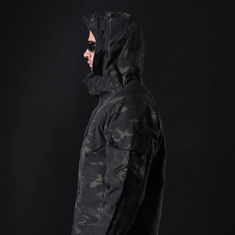 

JLETOLI Winter Double Layer Hiking Jacket Tactical Pressure Glue Waterproof Heating Jacket Hooded Warm Outdoor Windbreaker