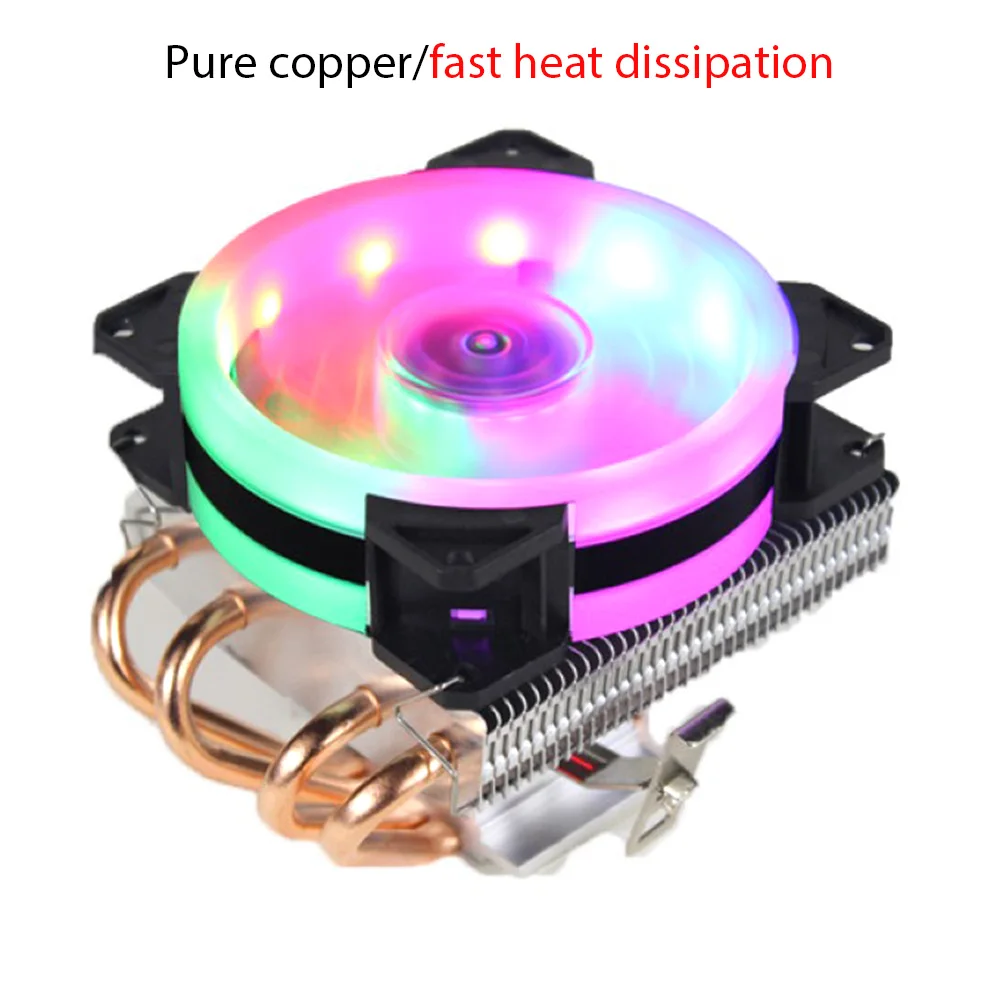 

CPU Fan 4 Copper Tube Heatpipe 3Pin PC Cooling Fan RGB LED Cooling System Radiator Heatsink for 775/1158 1366