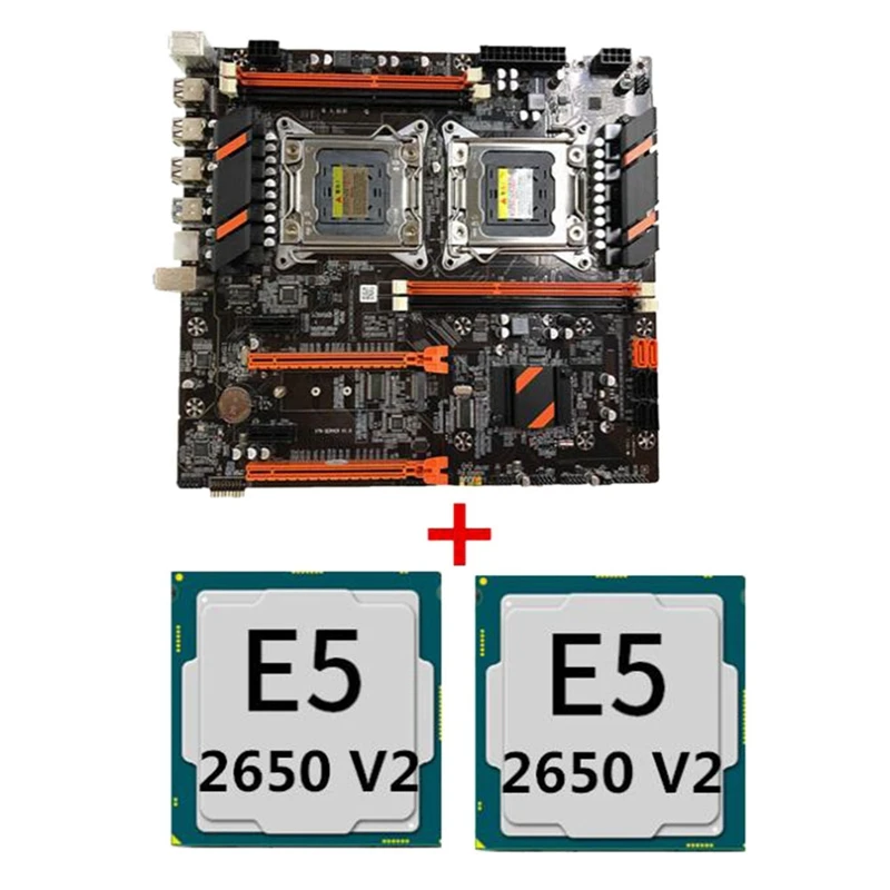 

X79 Motherboard LGA 2011-3 Support Dual CPU 4x DDR3 Support 128G Memory for LGA 2011-3 Xeon E5 Series+2x E5 2650 V2 Suit