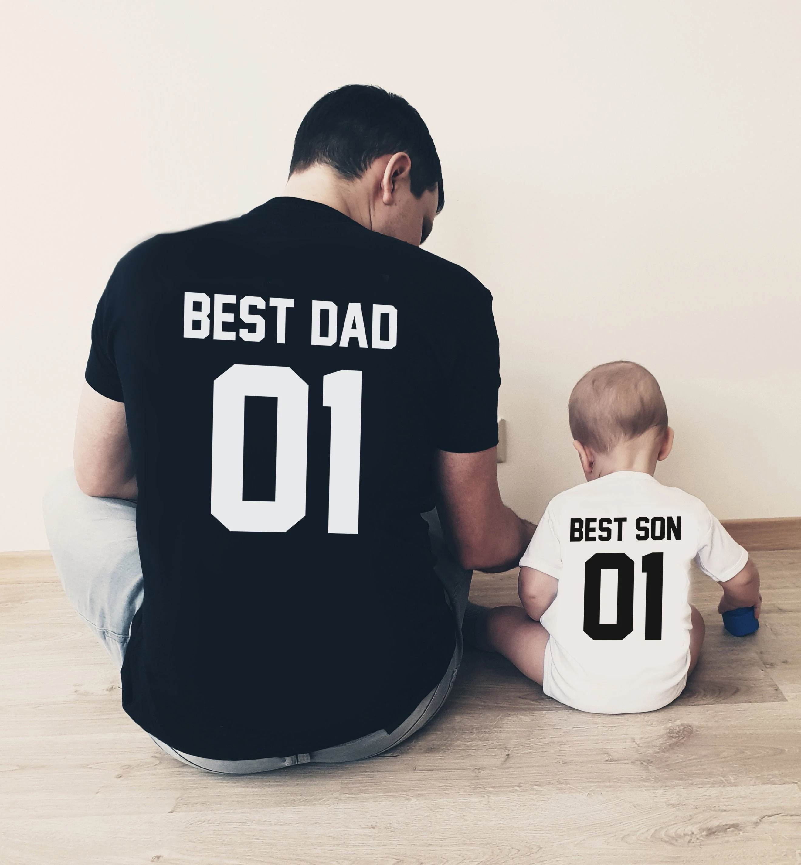Best Dad Best Son Shirts Dad and Son Matching T-Shirts Father and Son Ropa Baby Romper Matching Family Shirts Drop Ship