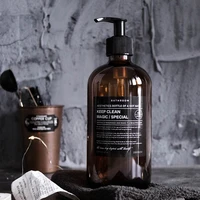 500ml brown glass soap dispenser bathroom shampoo bottles empty refill bottle for hair conditioner hand wash shower gel