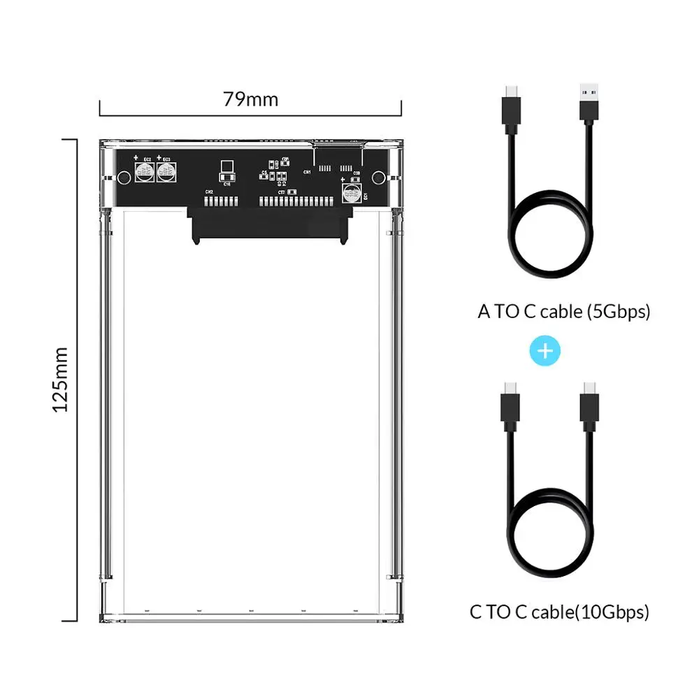 Прозрачный чехол ORICO для жесткого диска 2 5 дюйма корпус типа C USB3.0 USB3.1 Gen2 с