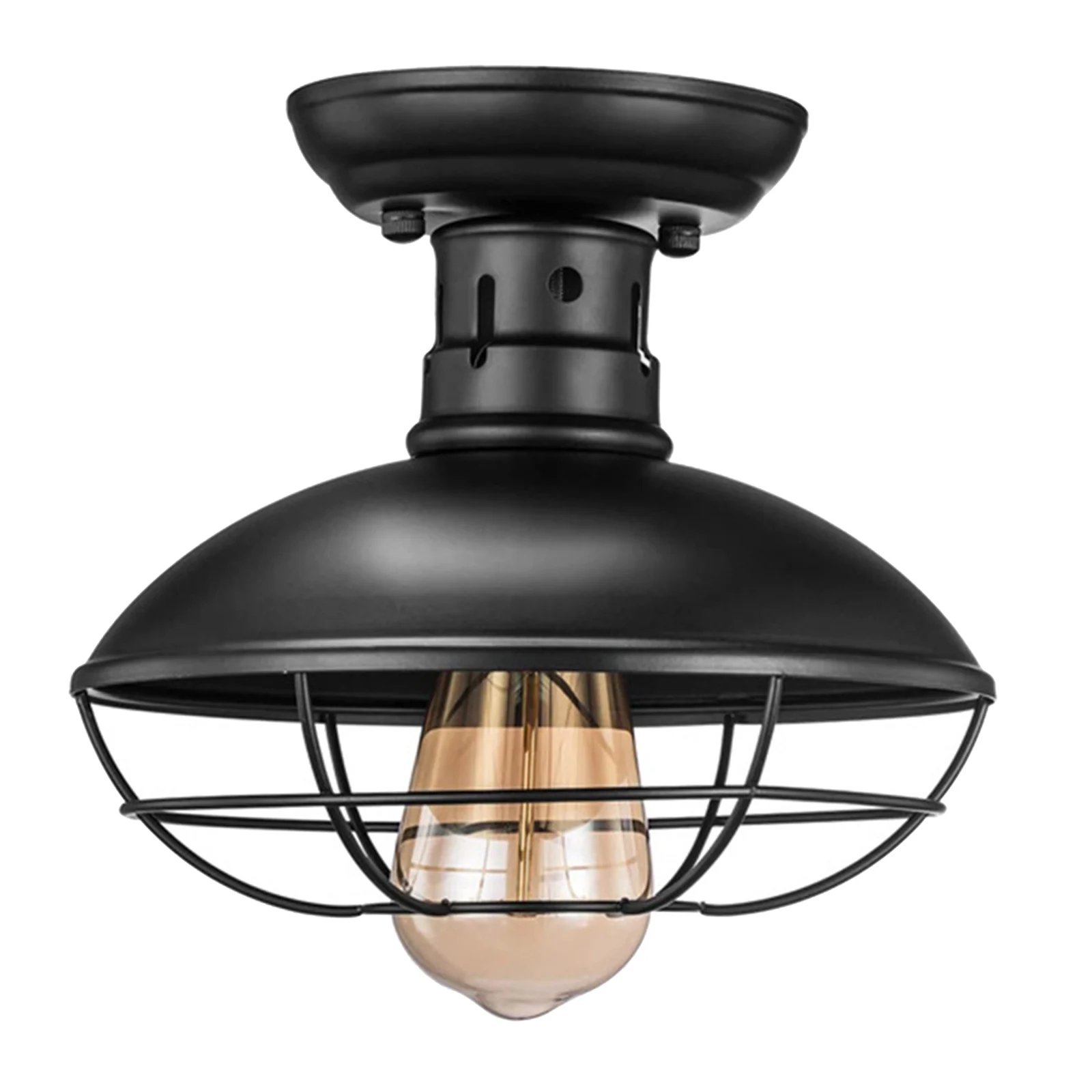 

Retro Rustic Iron Ceiling Light Dome LED Pendant Lights Wall Lamp Cage Cover