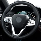 DIY Нескользящая черная натуральная кожа чехол рулевого колеса автомобиля для BMW G20 G21, G30, G31, G32, X3, X5, G05, X7, G07, G01, X4, G02, Z4, G29