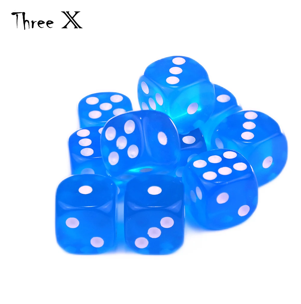 10 шт. шестисторонние кубики 16 мм стандартные твердые игральные кости прозрачный