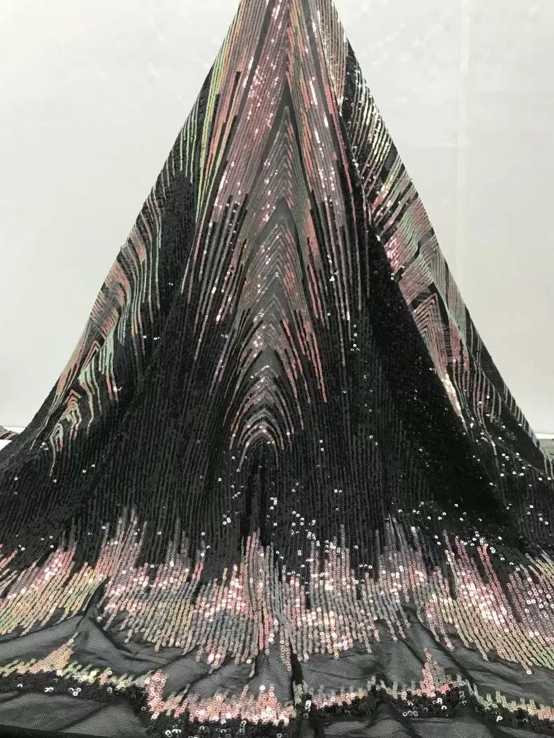 5 ярдов блестки большой цветок вышитые французские сетчатые Африканское кружево