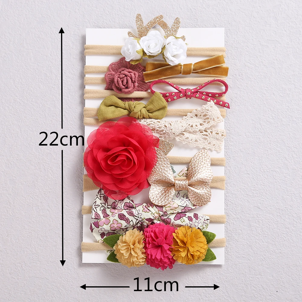 Conjunto de diademas el&aacute;sticas para beb&eacute; y ni&ntilde;a, accesorios para el cabello para beb&eacute;, diademas de punto con lazo, 8/10 Uds.-1
