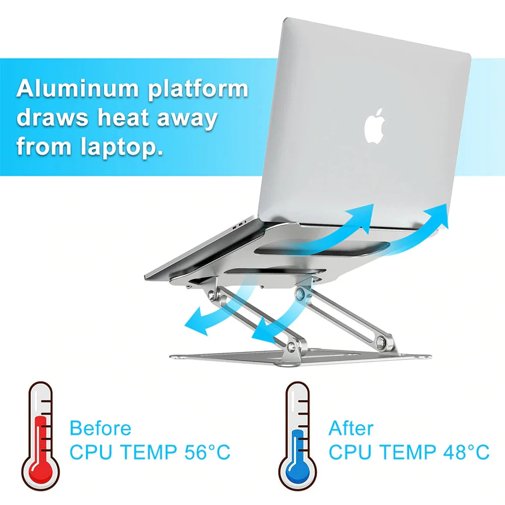 

Регулируемая алюминиевая подставка для ноутбука, эргономичный многоугольный Настольный держатель для ноутбука с тепловым отверстием для ...