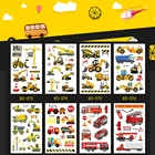 20 видов автомобиля, грузовик, временные Мультяшные татуировки, Детские познавательные наклейки, искусственная татуировка, временные одноразовые