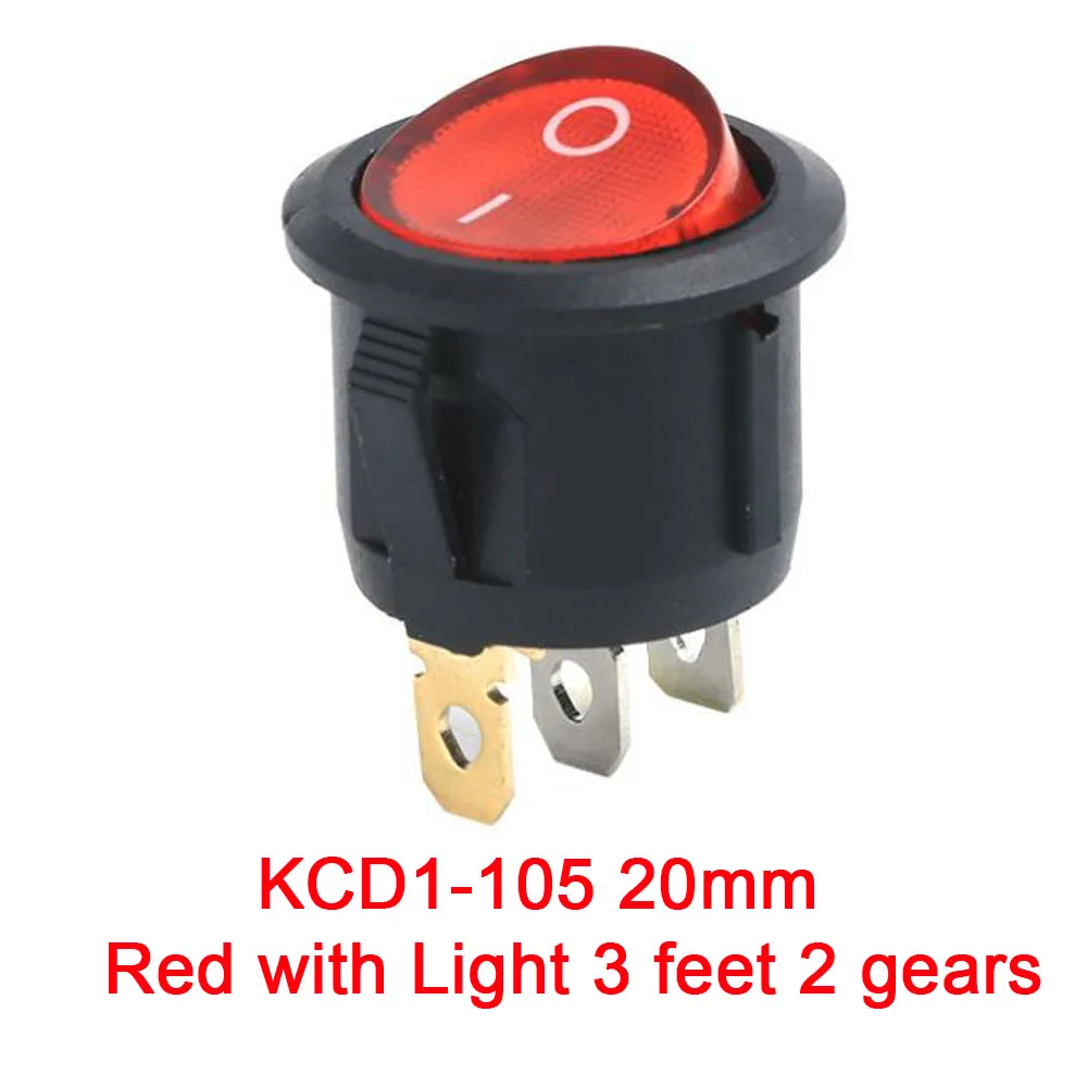 

10 шт. круглый переключатель корабельного типа с лампой 3-контактный/2-контактный KCD1-105 кулисный переключатель второй и третьей передачи с подсветкой