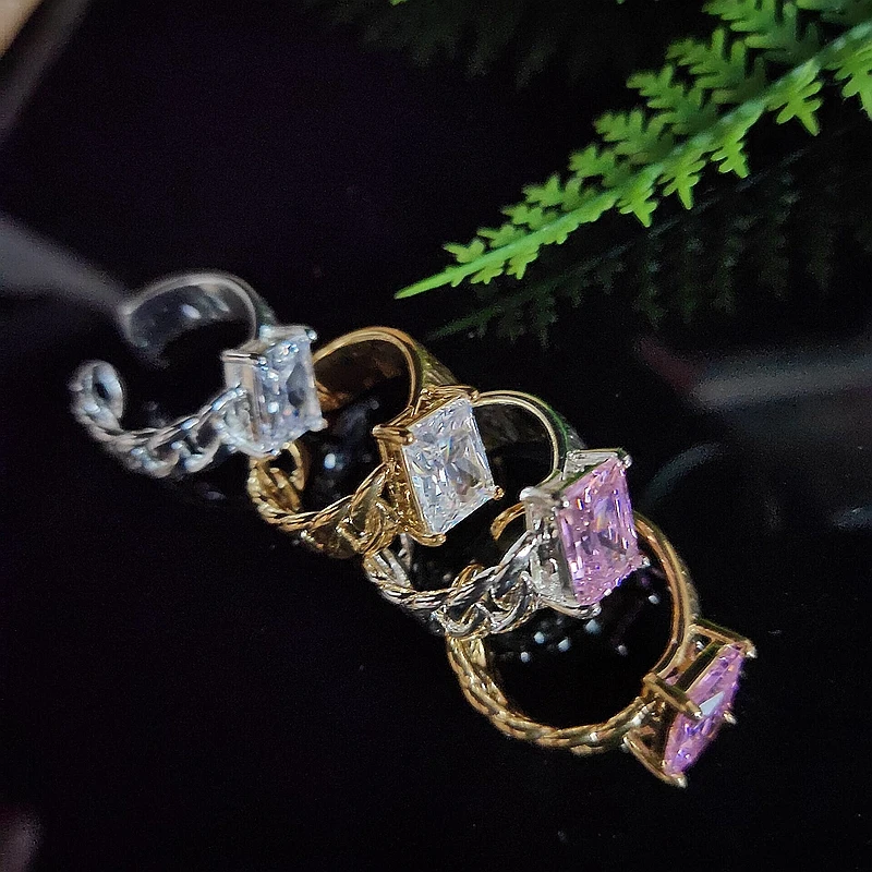 

Женское регулируемое кольцо с золотым покрытием, регулируемое кольцо с розовым драгоценным камнем, 18 К, 2021