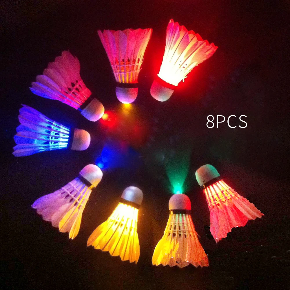 

8pcs Lighting Badminton Dark Night Colorful LED Lighting Sport Badminton Light Spot Shuttle Cock Ball Accessories