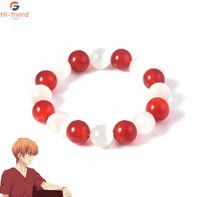 anime fruits basket kyo sohma bracelet red white for women crystal bead bracelet cosplay for men prop jewelry party gifts