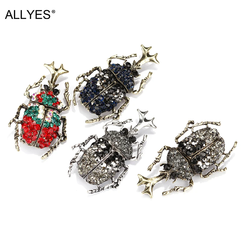 Женская брошь в форме жуков ALLYES 4 цвета наличии насекомого стразы 2020|Броши| |