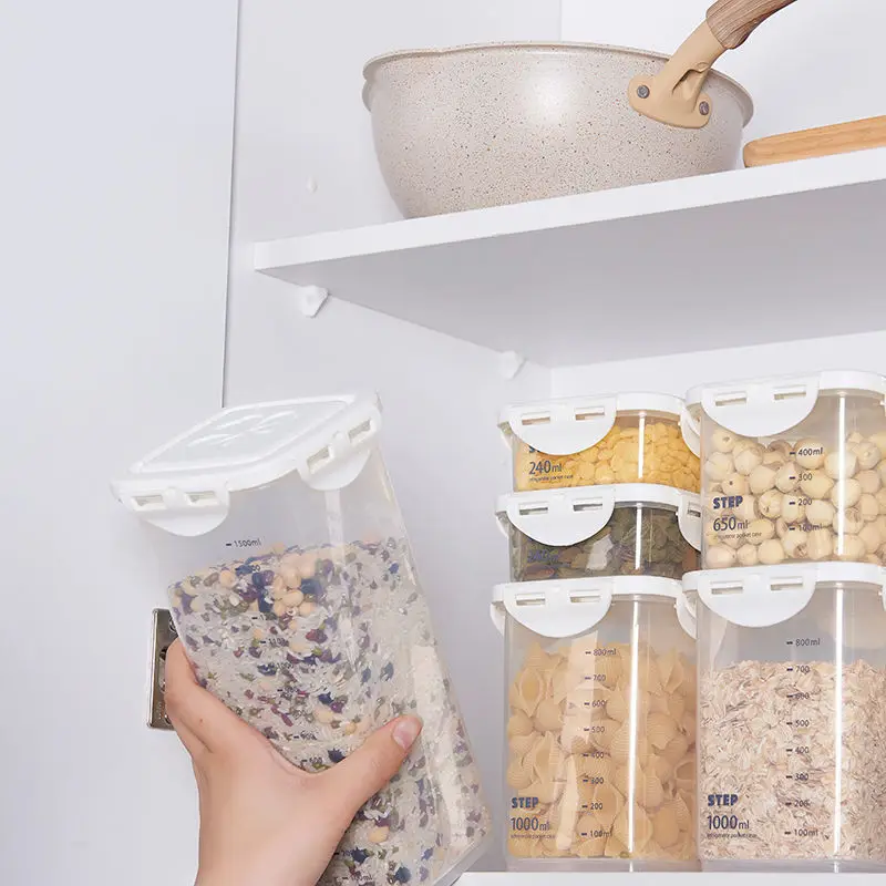 

Sealed Can Food Grade Plastic Storage Can Nordic Wind Grain Storage Box Transparent Kitchen Bean Storage Can
