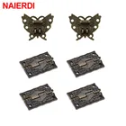 Мебельная фурнитура NAIERDI под античную бронзу, замки с защелкой, переключатель с пряжкой, 2 шт., петли для шкафа, деревянная коробка для ювелирных изделий