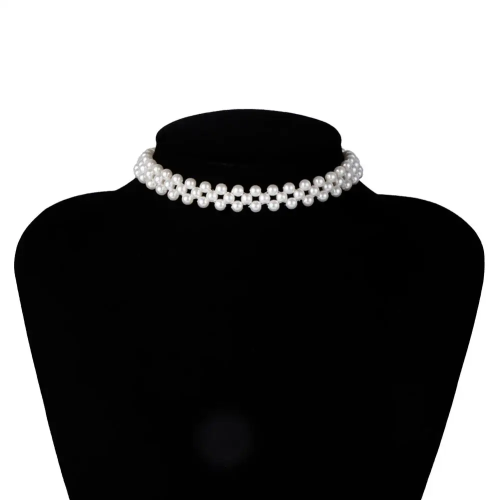 Trendy Sexy Evening Party Women Elegant Faux Pearl  Vintage Charm Round Choker Necklace Jewelry Anniversary Gift ForWedding Part