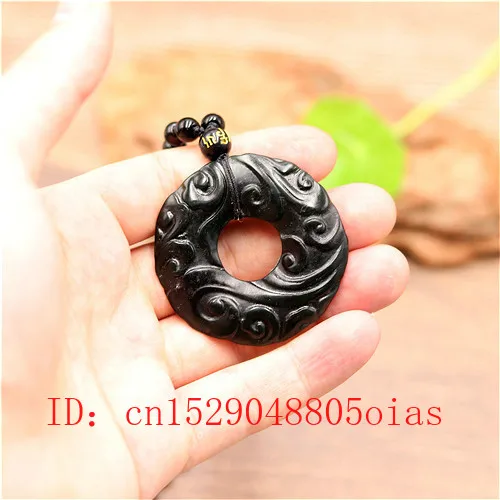 Китайский натуральный черный зеленый нефритовый рун ожерелье из бисера