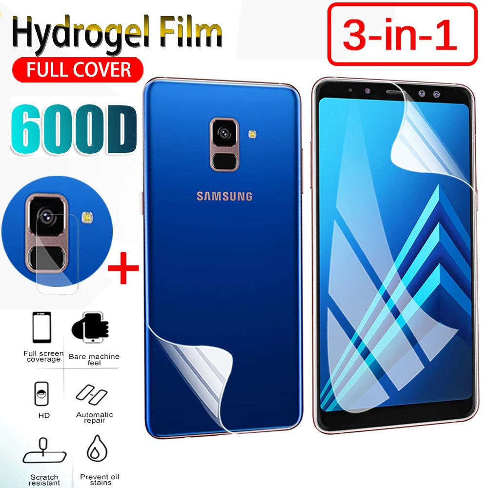 Гидрогелевая пленка 3 в 1 для защиты экрана и объектива камеры Samsung Galaxy A8 plus 2018 A7