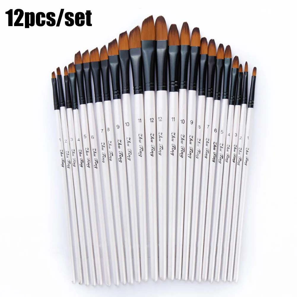 

12PCS Professional Paint Brush Set Nylon Hair Artist Brush Acrylic Oil Painting Paint Brushes For Drawing Painting Acrylic Water