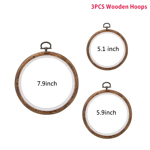 3PCS Hoops Набор разноцветных игл для вышивания, набор ниток для вышивания, набор для вязания, набор для рукоделия, Швейные аксессуары с пинцетом - Цвет: 3PCS Hoops