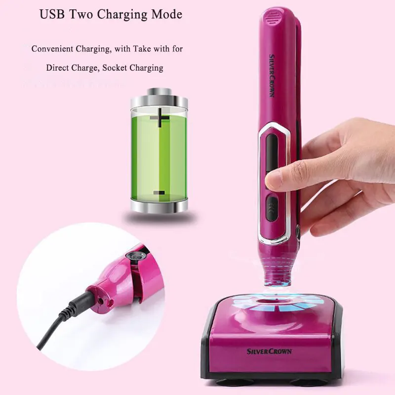 

Беспроводной выпрямитель для волос, бигуди для волос, портативная электрическая шина для бороды, прямая перезаряжаемая расческа для волос, ...