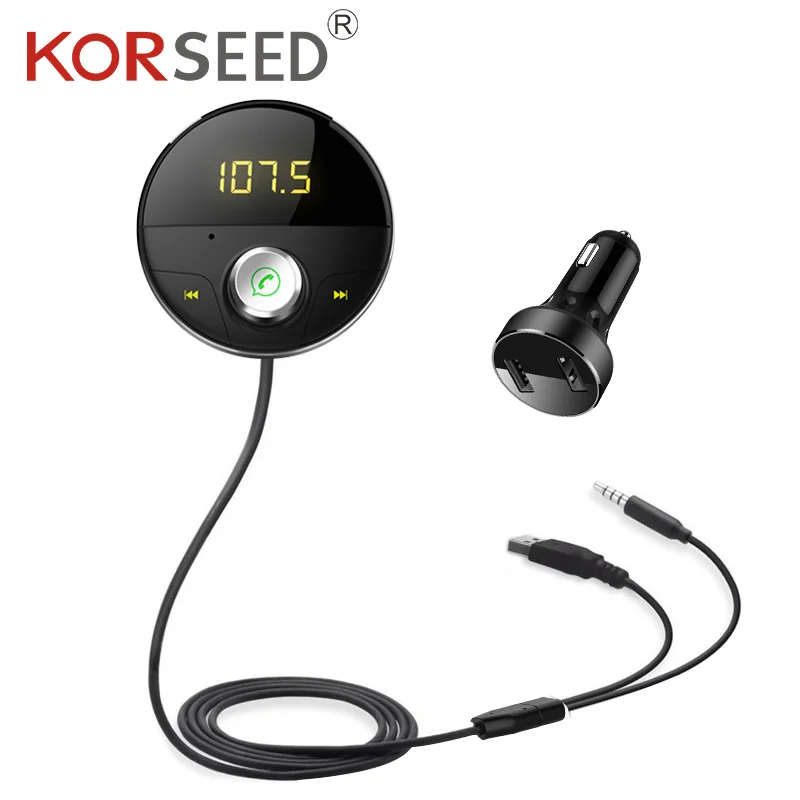 Автомобильный fm модулятор KORSEED Bluetooth mp3 плеер громкая связь USB SD TF карта FM