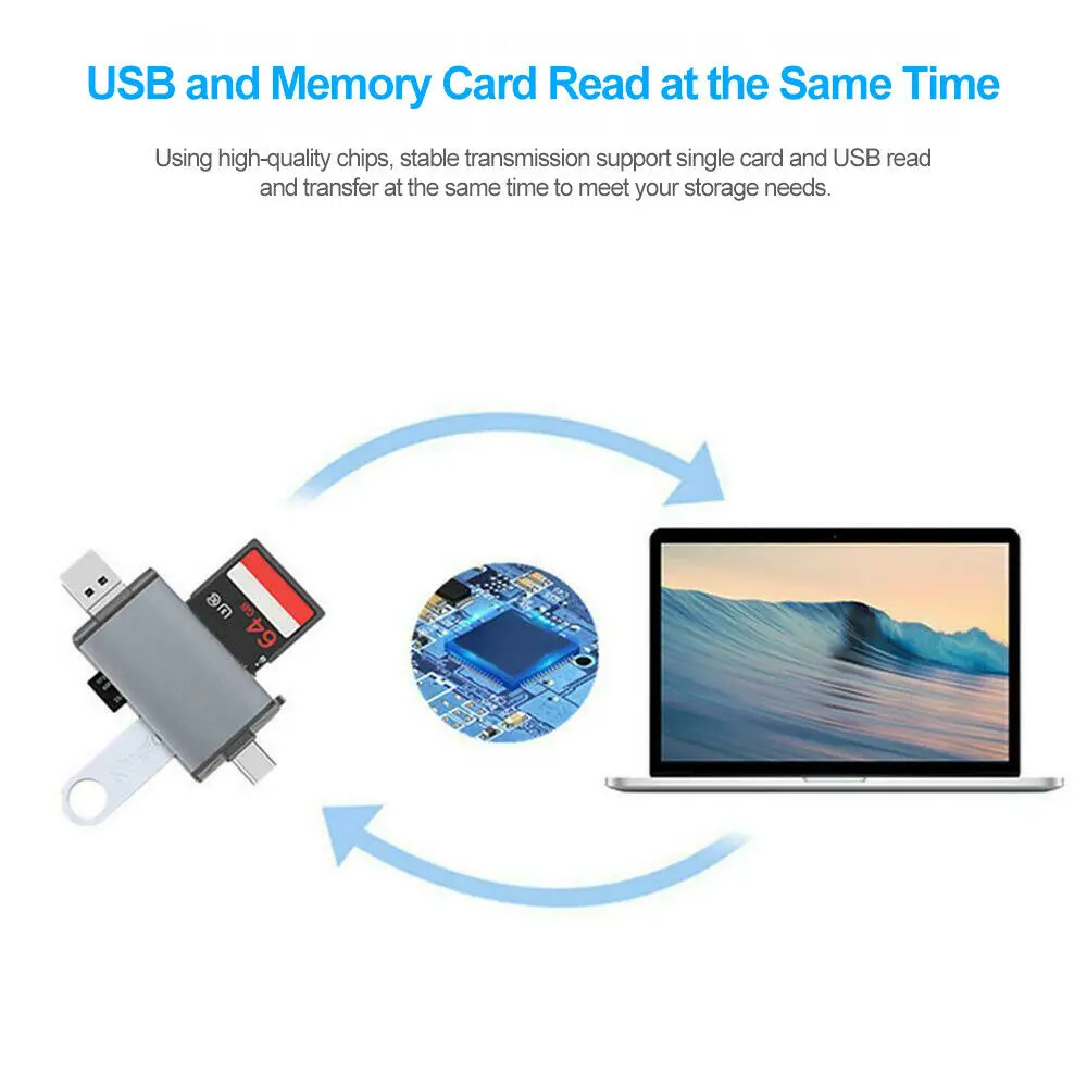 

6in1 USB TypeC Micro TF SD Memory Card Reader Adapter Cardreader Smart Memory SD Card Reader for Macbook Samsung#50