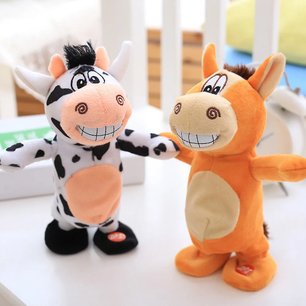 Электронные говорящие коровы Ослик плюшевая игрушка милый говорить музыка и