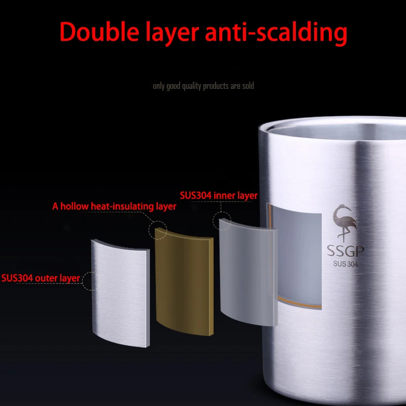Кофейная кружка из нержавеющей стали 304 двухслойная металлическая дорожная с
