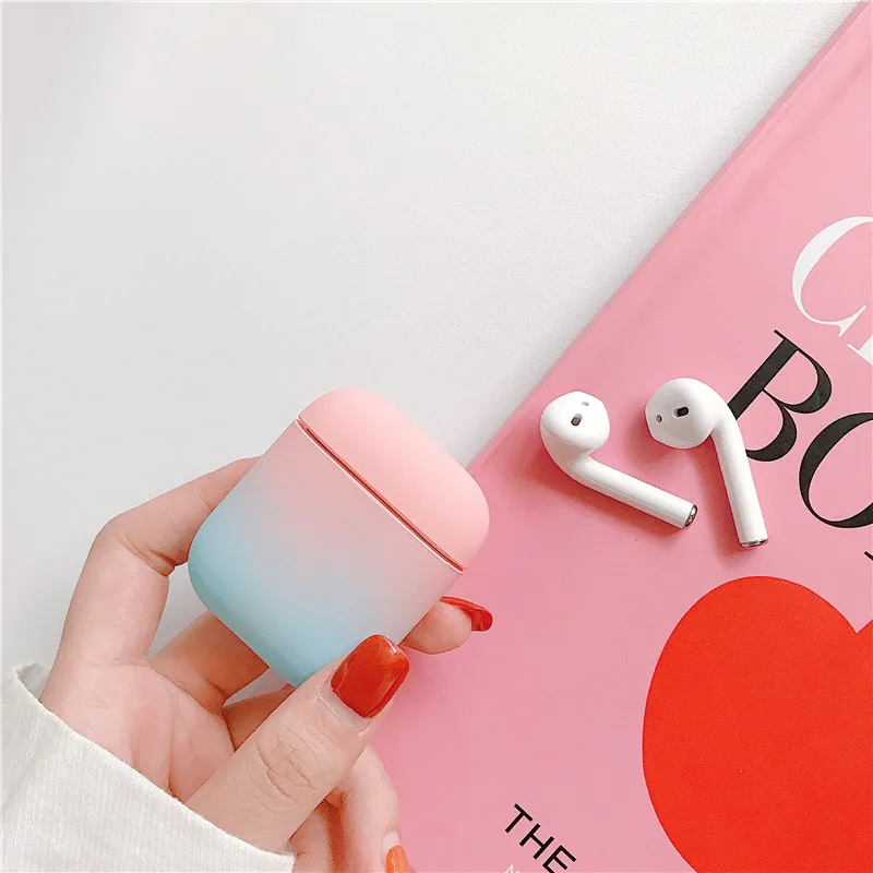 Цветной градиентный чехол для Apple Airpods, роскошный bluetooth-наушник, Жесткий Чехол Для Air pods, чехол для наушников, коробка, сумка с зарядкой