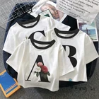 Женские футболки, укороченные топы с буквами алфавита от A до Z, летний Y2k корсет, сексуальная короткая майка, уличная одежда в Корейском стиле, модная 26 букв алфавита