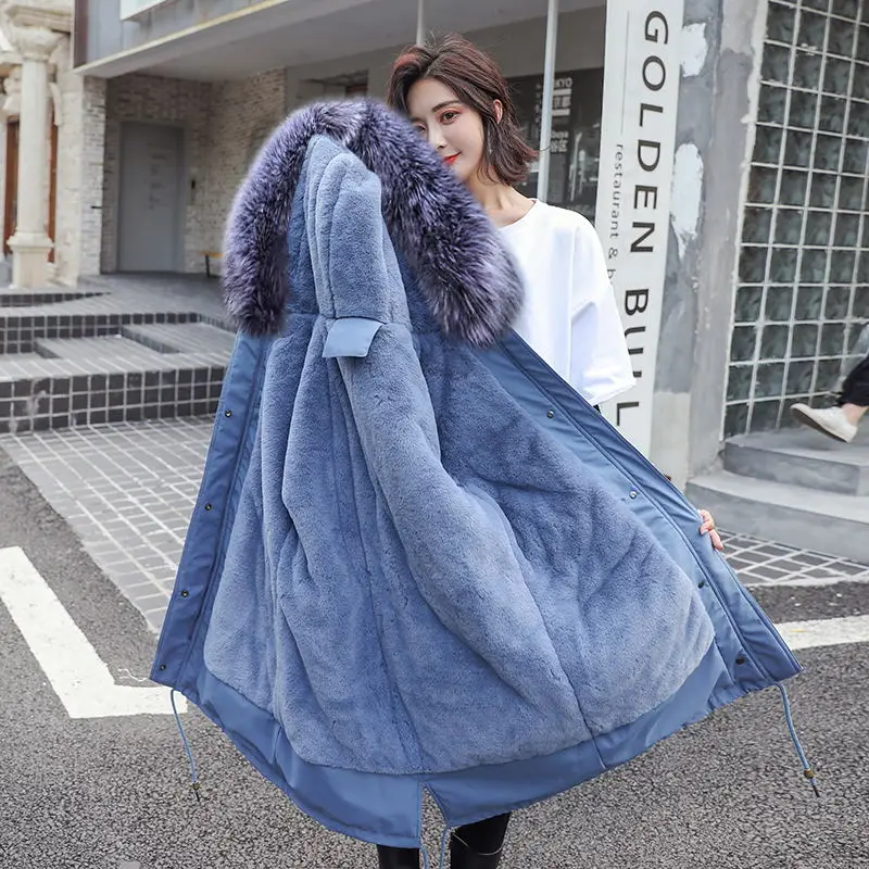 Cotton Coat Winter Woman Warm Lining Fake Fur Collar Oversized Long Jacket Female Puffer Jacket Parkas New Fishion Winter Coat