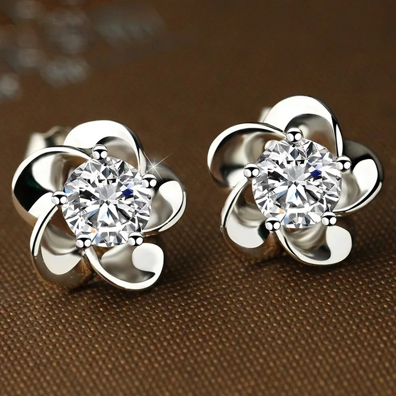 

HOYON Elegant Plum Flower Natural Crystal AAA Zircon 925 Silver Color Earring For Women Amethyst Gemstone Earring Jewelry